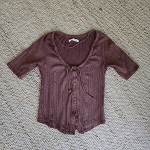 We The Free Maroon Button-Down Top